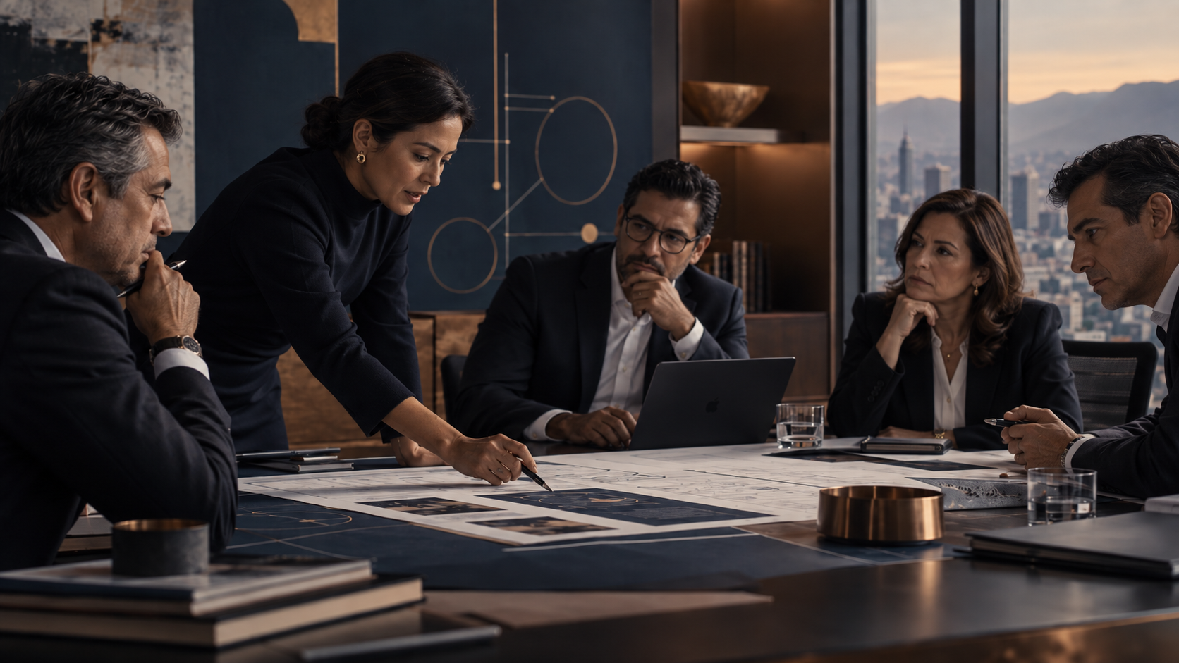 Equipo ejecutivo mexicano en una sesión estratégica de trabajo.